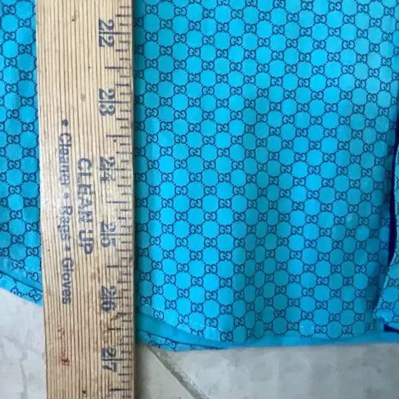 GUCCI Men’s blue Long Sleeve Button Up Embroidered Cotton Shirt Size S Italy - Picture 10 of 14